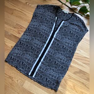 Daniel Rainn Sleeveless Tunic Blouse Patterned Black White XS